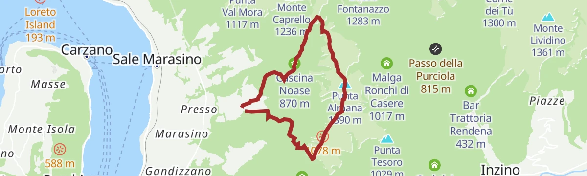 Route map: Trekking e sentiero attrezzato da Portole a Punta Almana